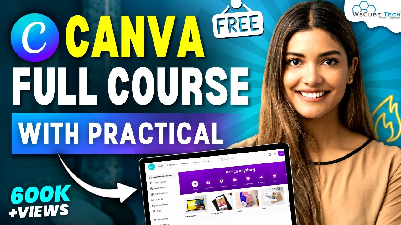 Canva Tutorial For Beginners | How to Use Canva Like PRO [FREE] | Canva Full Course By WsCube Tech